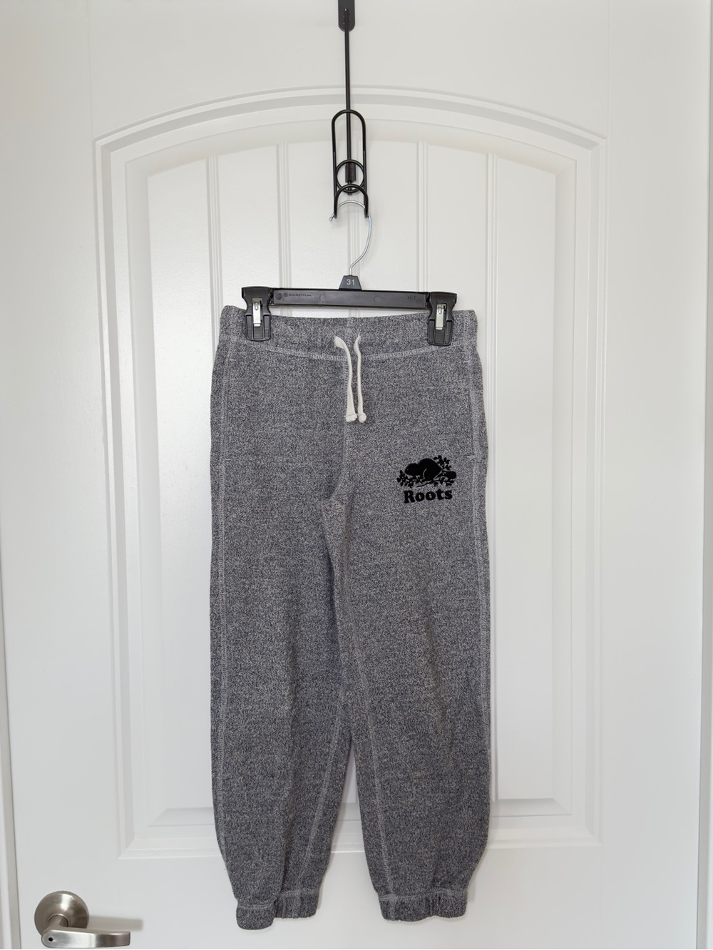 Roots Kids Size 6 Gray Marled Sweat Jogger Pants Drawstring Pockets